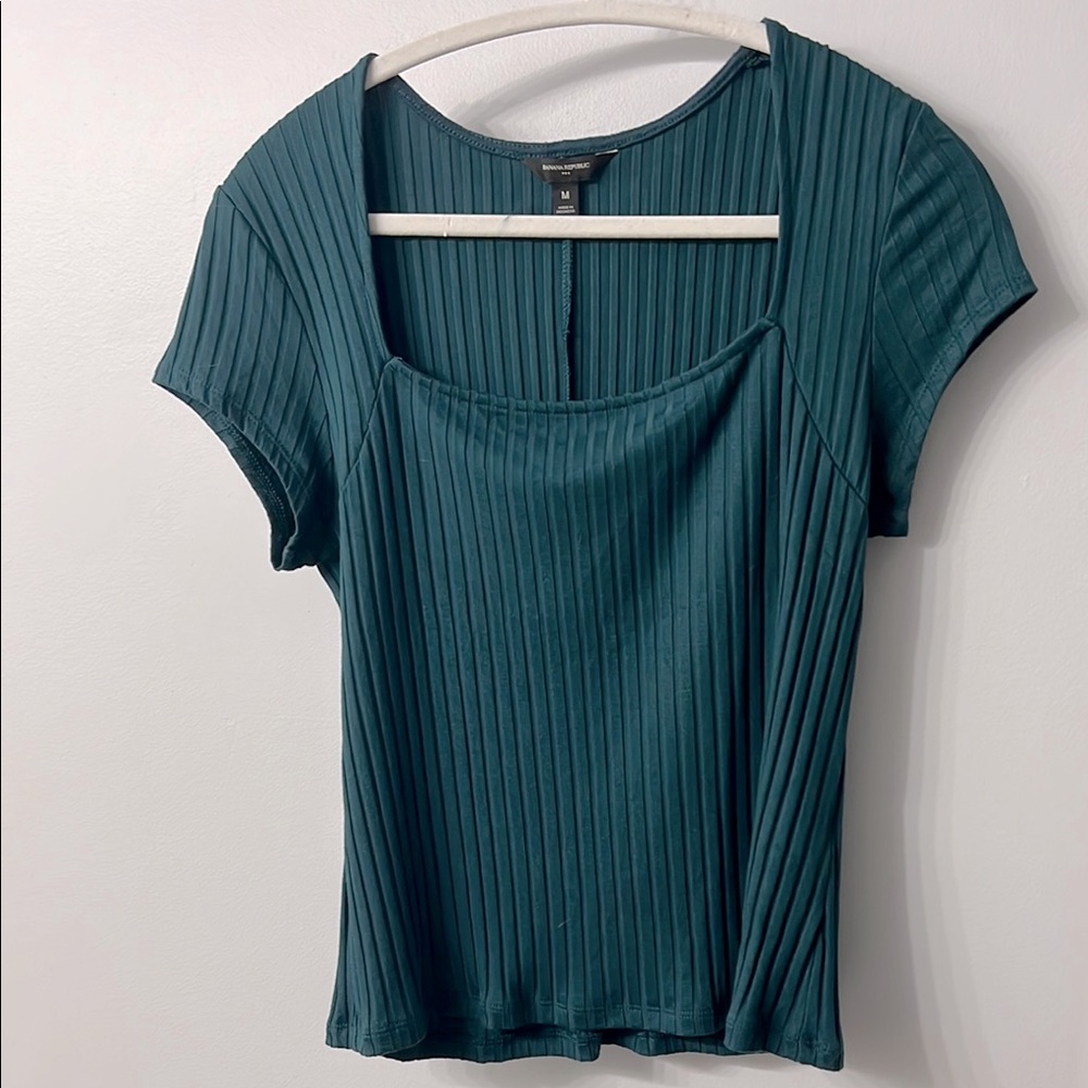 Banana Republic Teal Ribbed Fitted Top